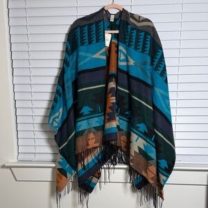 Cato Teal and Brown Southwestern Vibe Cape NWT
